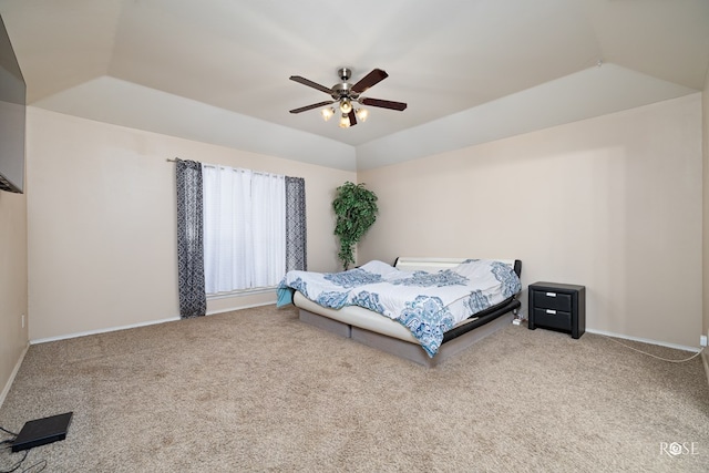 4122 Harmony Ln, San Angelo, TX 76904 - carpeted bedroom with ceiling fan and vaulted ceiling
