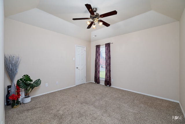 4122 Harmony Ln, San Angelo, TX 76904 - carpeted empty room featuring a ceiling fan and lofted ceiling