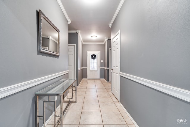 4122 Harmony Ln, San Angelo, TX 76904 - corridor with crown molding and light tile patterned floors