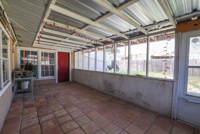 view of unfurnished sunroom