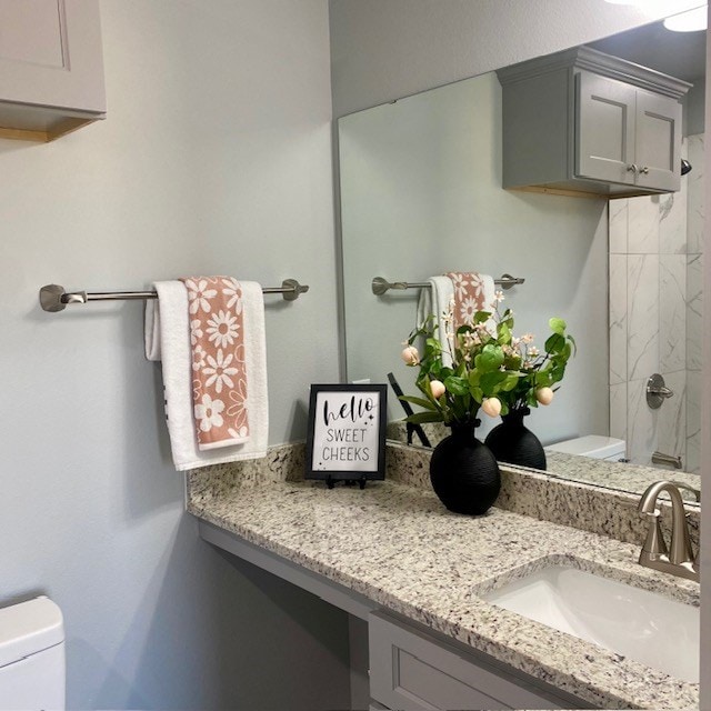 bathroom with toilet and vanity