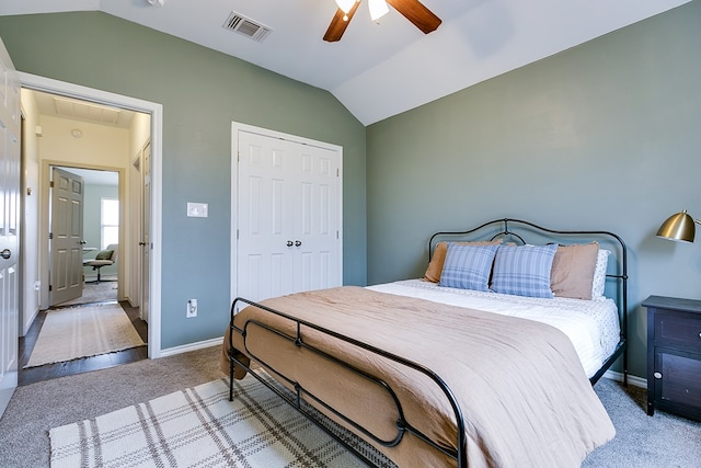 2873 Joshua St, San Angelo, TX 76905 - bedroom with lofted ceiling, carpet floors, baseboards, a closet, and attic access