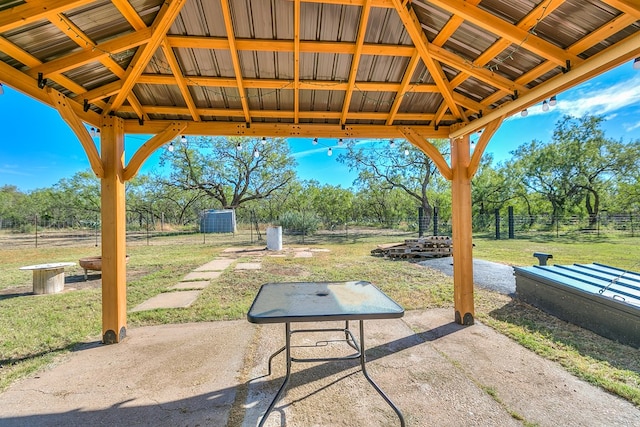 view of patio featuring a gazebo