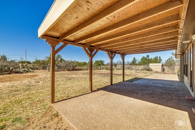 view of yard featuring a patio area and fence