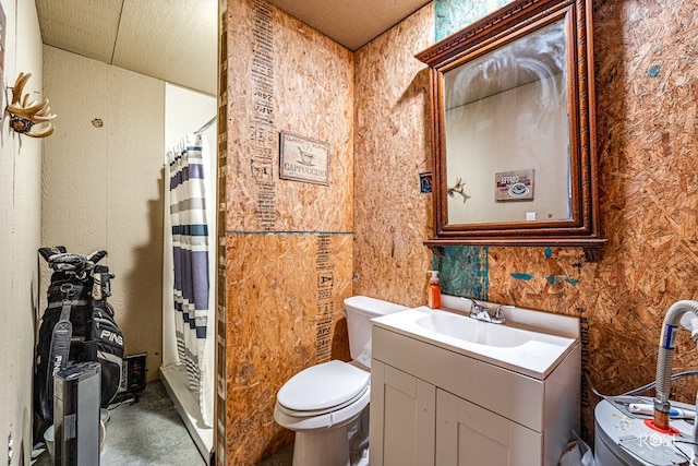 bathroom with vanity, a shower with curtain, and toilet