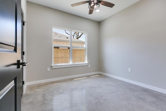 2122 Deaton St, San Angelo, TX 76903 - empty room featuring concrete floors, ceiling fan, recessed lighting, and baseboards