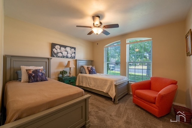 bedroom with carpet and ceiling fan