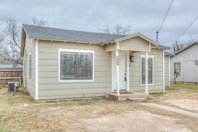 view of front of property with central air condition unit