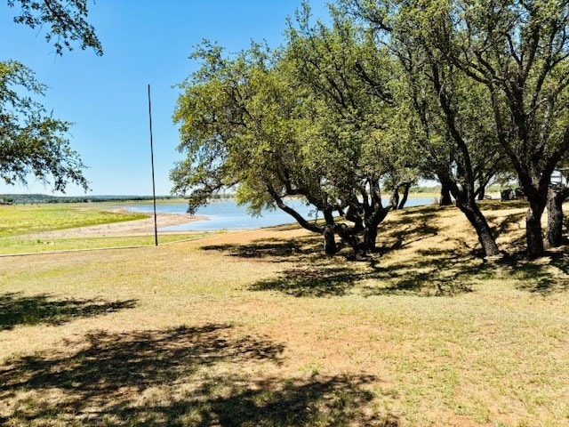 view of yard with a water view