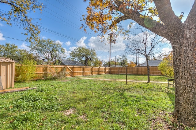 view of yard with a fenced backyard