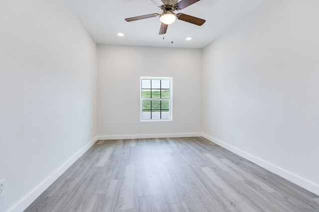 2624 Dallas St, San Angelo, TX 76903 - spare room with wood finished floors, baseboards, recessed lighting, and a ceiling fan