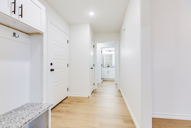 mudroom featuring light hardwood / wood-style flooring