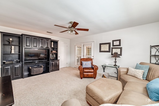 3110 Palo Duro Dr, San Angelo, TX 76904 - living room with ceiling fan and light carpet