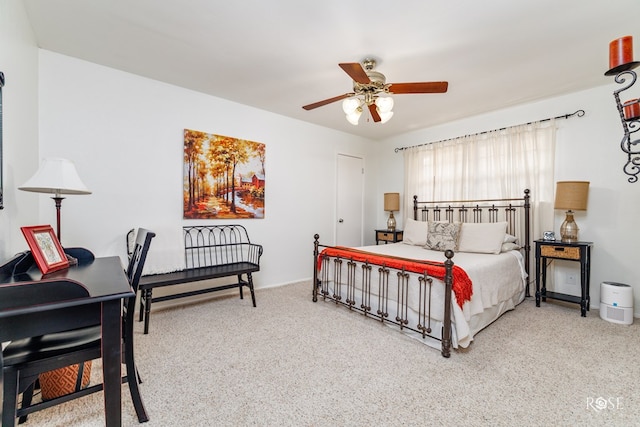 3110 Palo Duro Dr, San Angelo, TX 76904 - bedroom with carpet, a ceiling fan, and an office area
