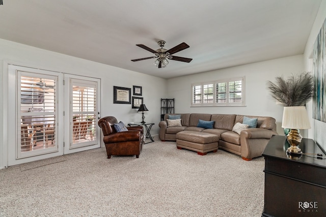 3110 Palo Duro Dr, San Angelo, TX 76904 - carpeted living room with a ceiling fan