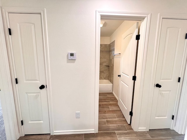 hall featuring wood tiled floor