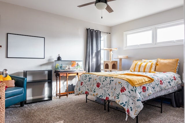 bedroom with carpet and ceiling fan