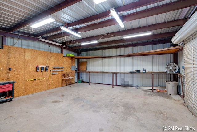 garage featuring metal wall