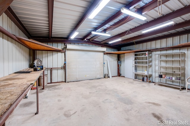 garage featuring metal wall