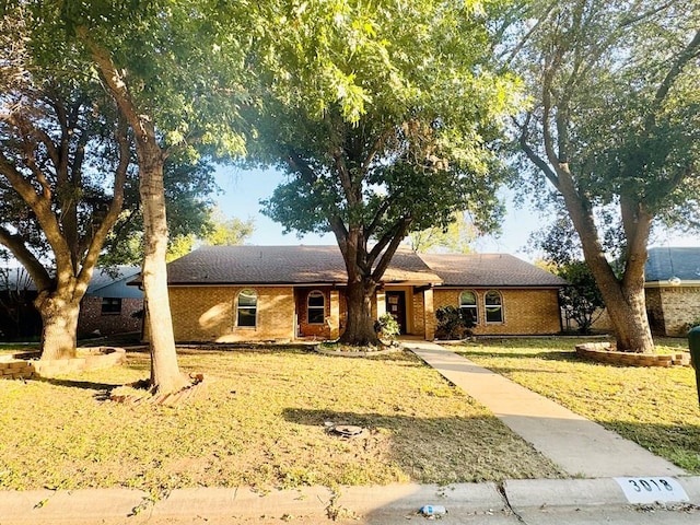 ranch-style home featuring a front yard