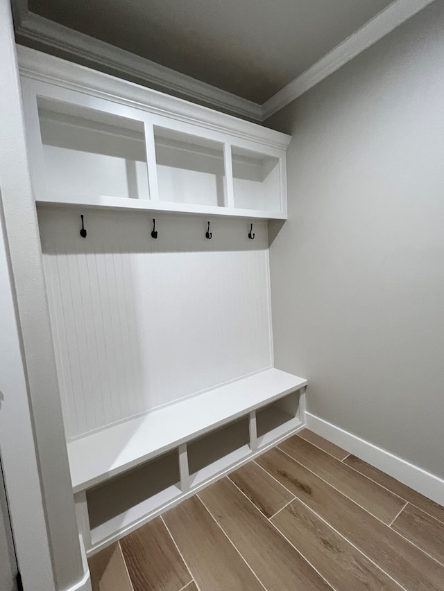 mudroom with crown molding