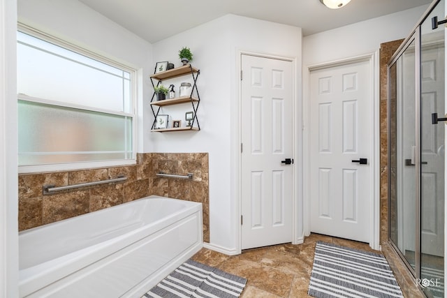 bathroom with plus walk in shower