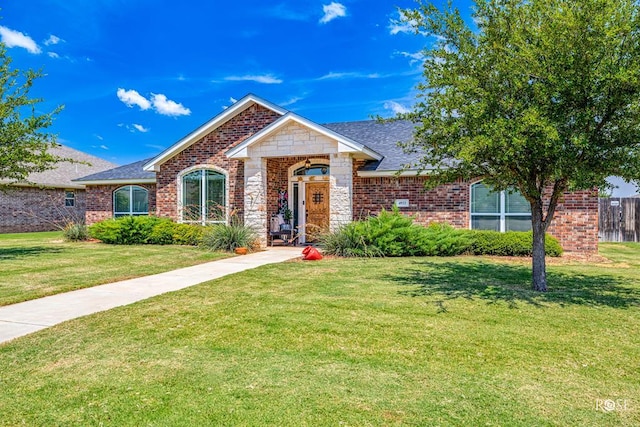 view of front of home with a front yard