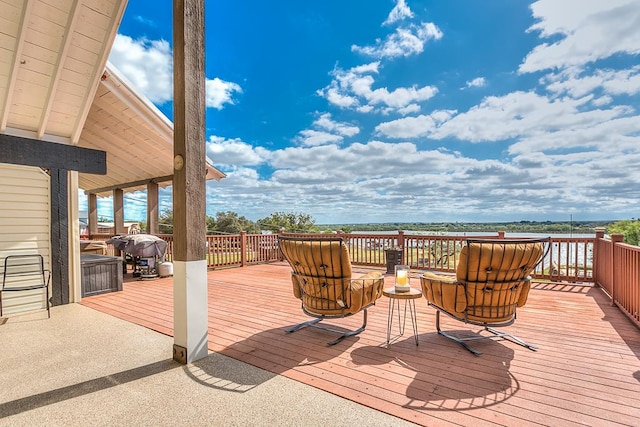 wooden deck with grilling area