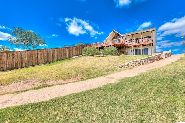 view of yard with a deck