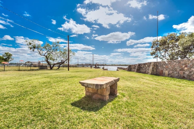 view of yard with a water view