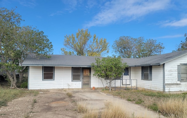 view of single story home