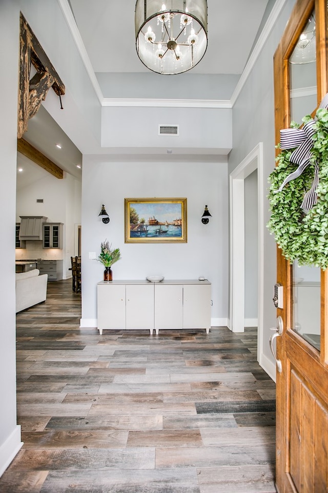 2118 Valleyview Dr, San Angelo, TX 76904 - foyer featuring a chandelier, wood finished floors, and recessed lighting
