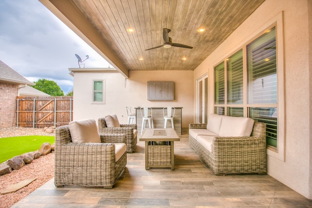 2118 Valleyview Dr, San Angelo, TX 76904 - view of patio featuring a ceiling fan and an outdoor hangout area