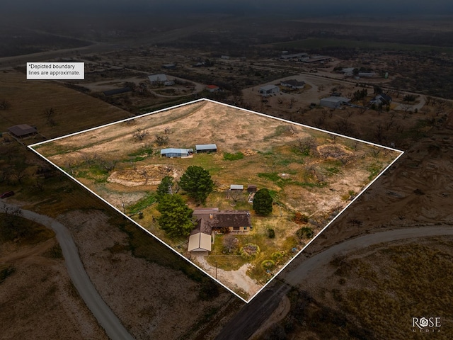 aerial view with a rural view