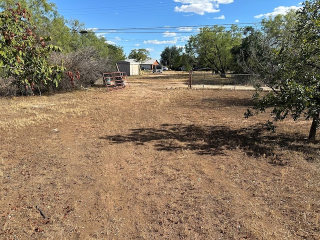 view of yard featuring a storage shed