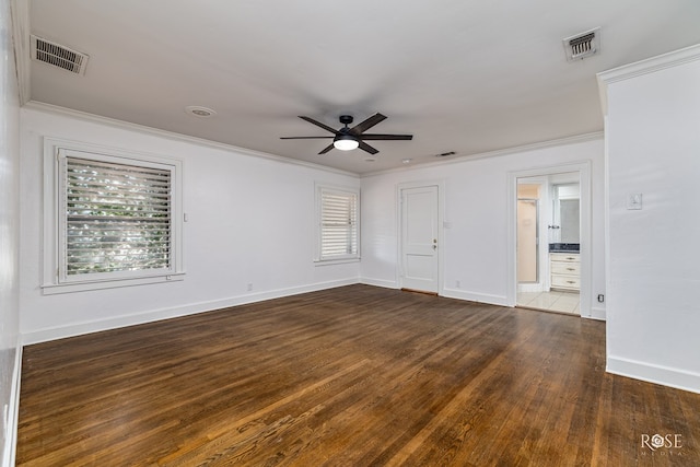 1510 Shafter St, San Angelo, TX 76901 - spare room with ceiling fan, wood finished floors, plenty of natural light, and ornamental molding