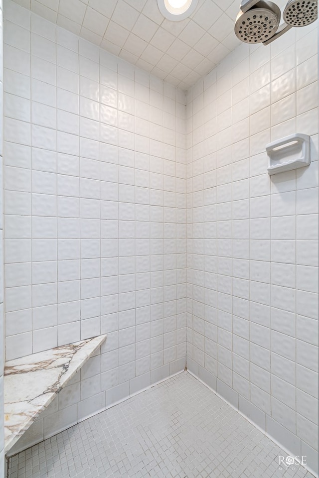 1510 Shafter St, San Angelo, TX 76901 - full bath featuring tiled shower, tile patterned flooring, and tile walls