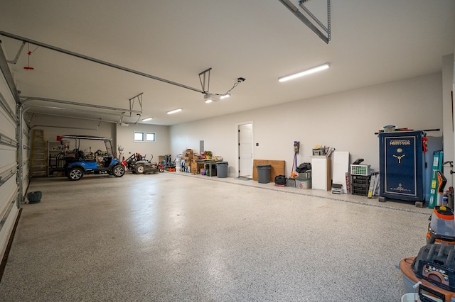 garage with a garage door opener