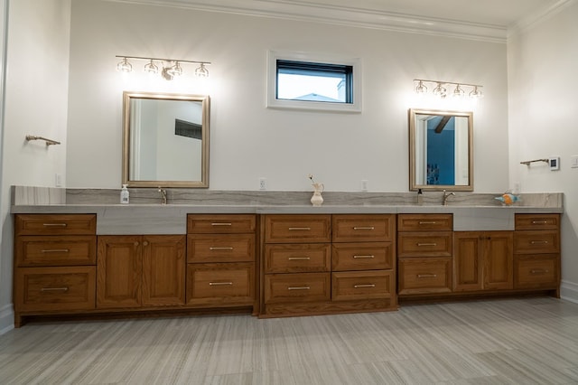 bathroom featuring vanity and crown molding