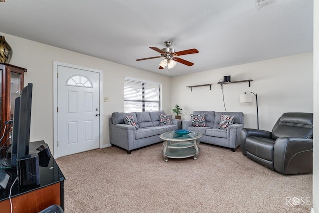 1726 S Park St, San Angelo, TX 76901 - living room with carpet flooring and a ceiling fan