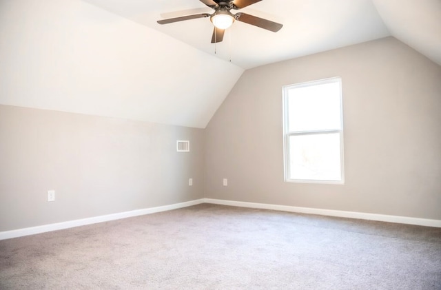 6622 Knickerbocker Rd, San Angelo, TX 76904 - additional living space with lofted ceiling, ceiling fan, carpet floors, and baseboards