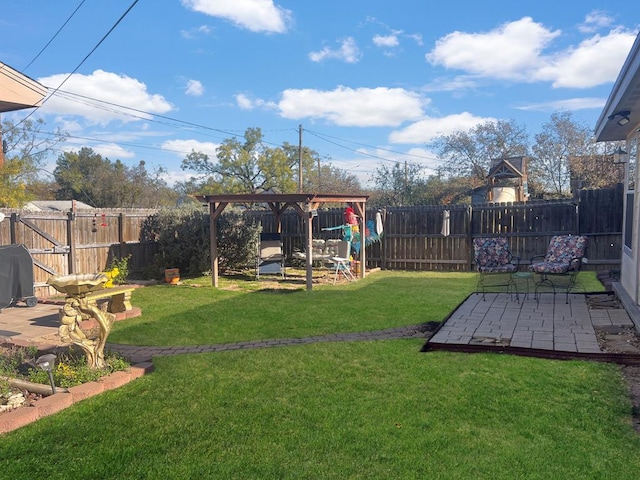 view of yard featuring a patio area and a playground