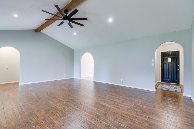3868 Honeysuckle Ln, San Angelo, TX 76904 - spare room with ceiling fan, arched walkways, wood finished floors, and recessed lighting
