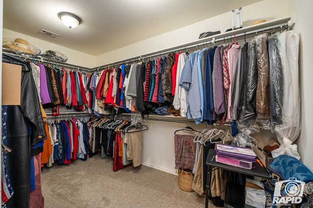 spacious closet with carpet flooring