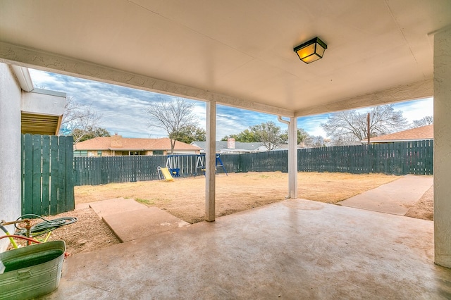 view of patio featuring a fenced backyard