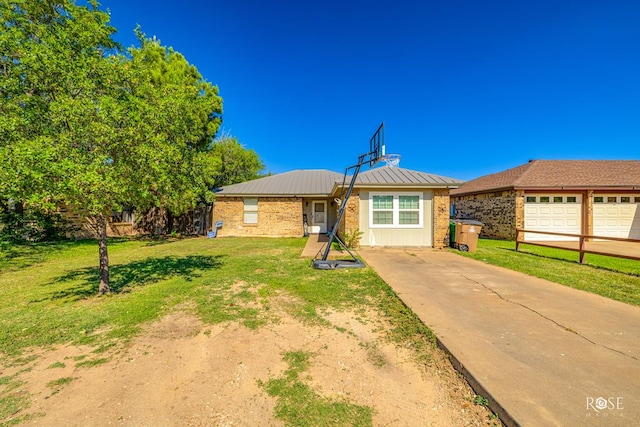 ranch-style house with a front lawn and a garage