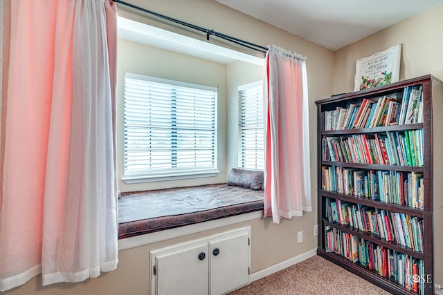 sitting room with light carpet