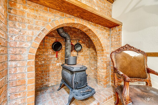 details featuring a wood stove