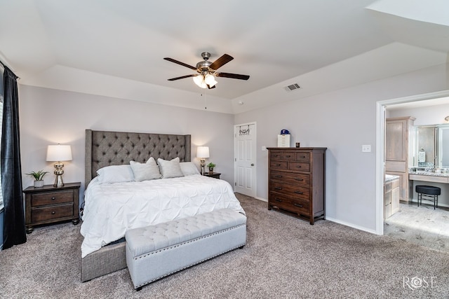 5033 Scarlet Oak Ln, San Angelo, TX 76904 - bedroom featuring carpet, a tray ceiling, a ceiling fan, lofted ceiling, and baseboards