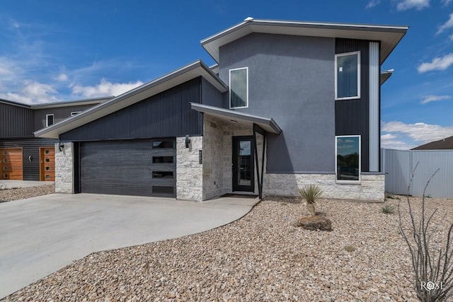 modern home featuring a garage